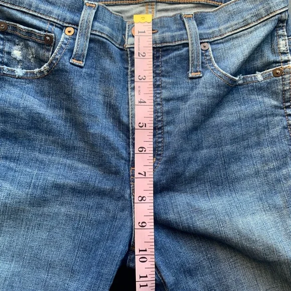 Madewell Blue Denim Distressed Knee/Hem Skinny Jeans Size 26 - Picture 9 of 10